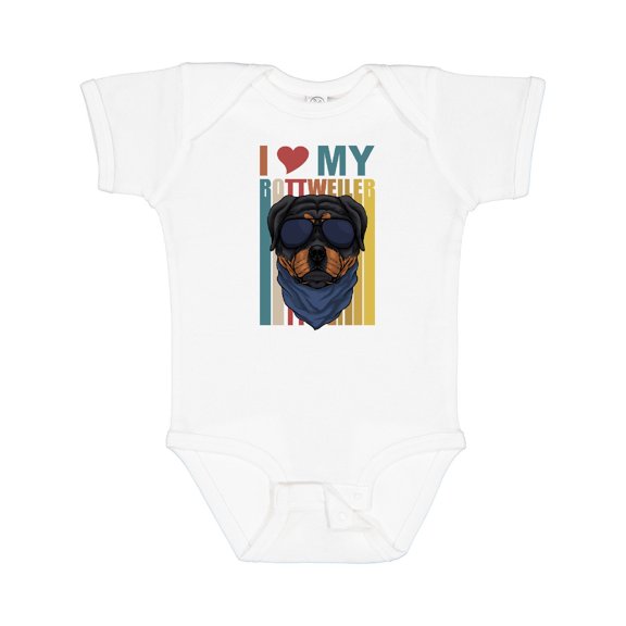 Inktastic I Love My Rottweiler Dog Boys or Girls Baby Bodysuit