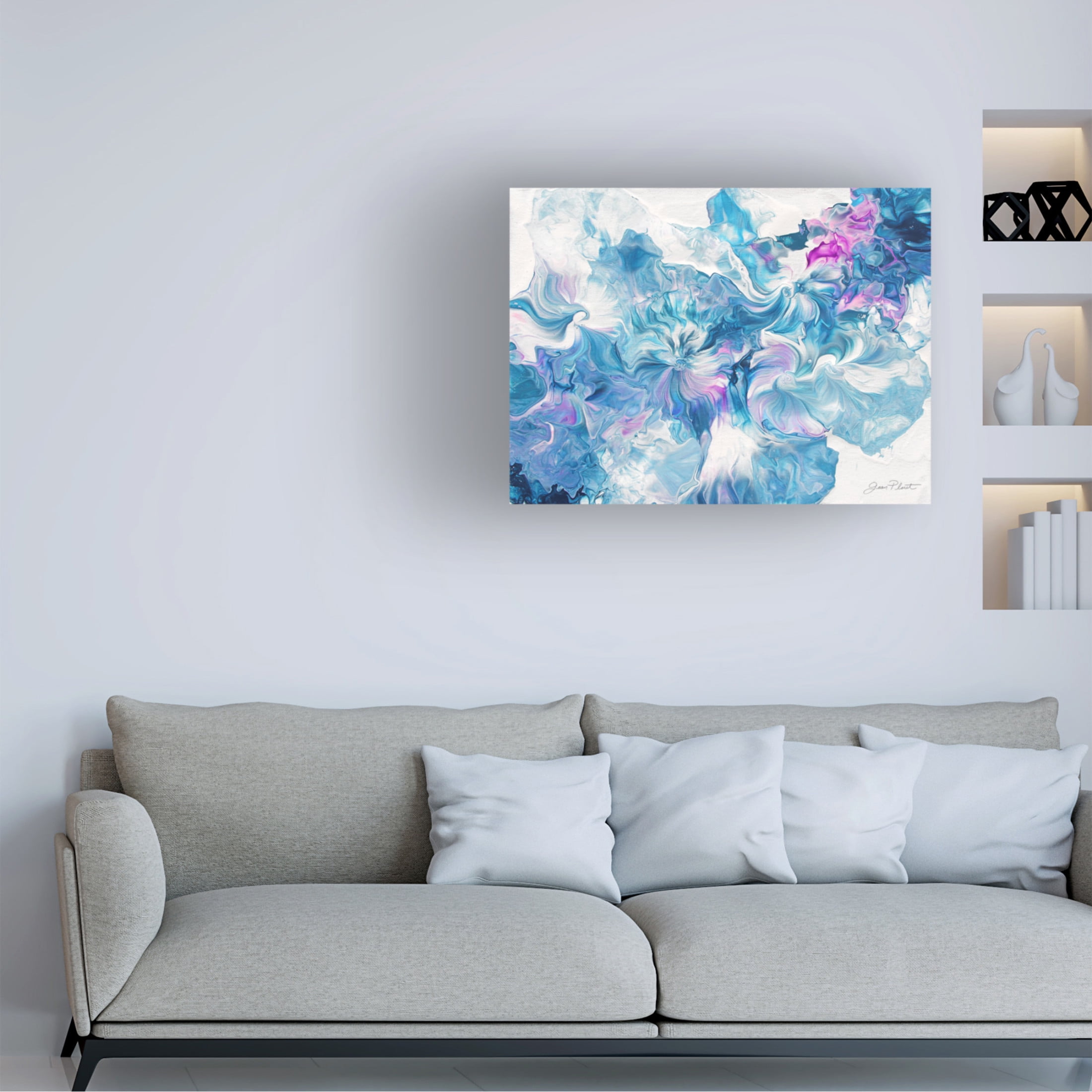 Canvas Wall Art - Jean Plout 'Abstract Pouring Q' Wall Art for Living Room, Bedroom, or Office Décor by Trademark Fine Art - 32 x 24 Inches