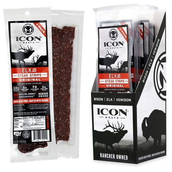Icon 2 oz Elk Steak Original Strip, Pack of 8