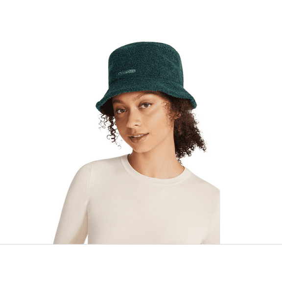 Steve Madden Sherpa Bucket Hat with Satin Lining and Embroidered Logo - Emerald