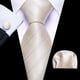 thumbnail image 3 of Set de Corbata Barry.Wang en Seda Marfil con Rayas para Hombre y Pañuelo, 3 of 7