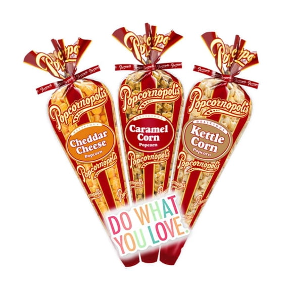Popcornopolis Gourmet Popcorn Tall Cone Premium 3 Pack