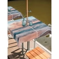 thumbnail image 2 of Square Outdoor Tablecloth with Umbrella Hole Beach Ocean Outside Table Cloth Waterproof Patio Table Cover Sunset Scenery Seashore Horizon Summer Zipper Tablecloths for Picnic Party Camping 60x60 Inch, 2 of 8