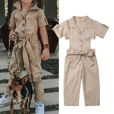 - Fashion Toddler Kids Baby Summer Solid Coveralls Backless Romper Romper Jumpsuit Clothes For Girls 2-7T