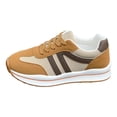 thumbnail image 5 of Rokment Platform Running Shoes Fashion Sneakers for Women Comfortable Trendy Casual Color Block Suede Leather Chunky Non Slip Walking Tennis Skate Shoes Brown Size 5.5, 5 of 7