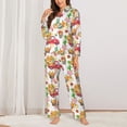 thumbnail image 2 of Honeii Autumn Harvest Truck print Women's Pajama Sets Long Sleeve Button Down Sleepwear Nightwear Soft Pjs Lounge Sets-Large, 2 of 7