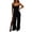 Black, variant on Women's Wide Leg Jumpsuit, Women's Summer Backless Solid Color Jumpsuit with Split Pants and Adjustable Suspender Straps M White