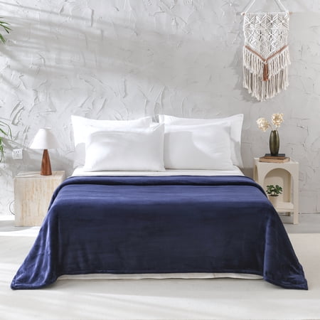 MAINSTAYS SUPER SOFT PLUSH BLANKET, DARK BLUE, KING, ADULT/TEEN