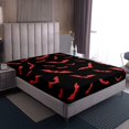 thumbnail image 3 of YST Ensemble de Literie Chauve-Souris Drap-Housse Halloween avec 2 Taies d'Oreiller Animaux Chauve-Souris Rouges Draps Taille Complète pour Enfants Garçons Chambre Vacances Style Gothique Effrayant, 3 of 5