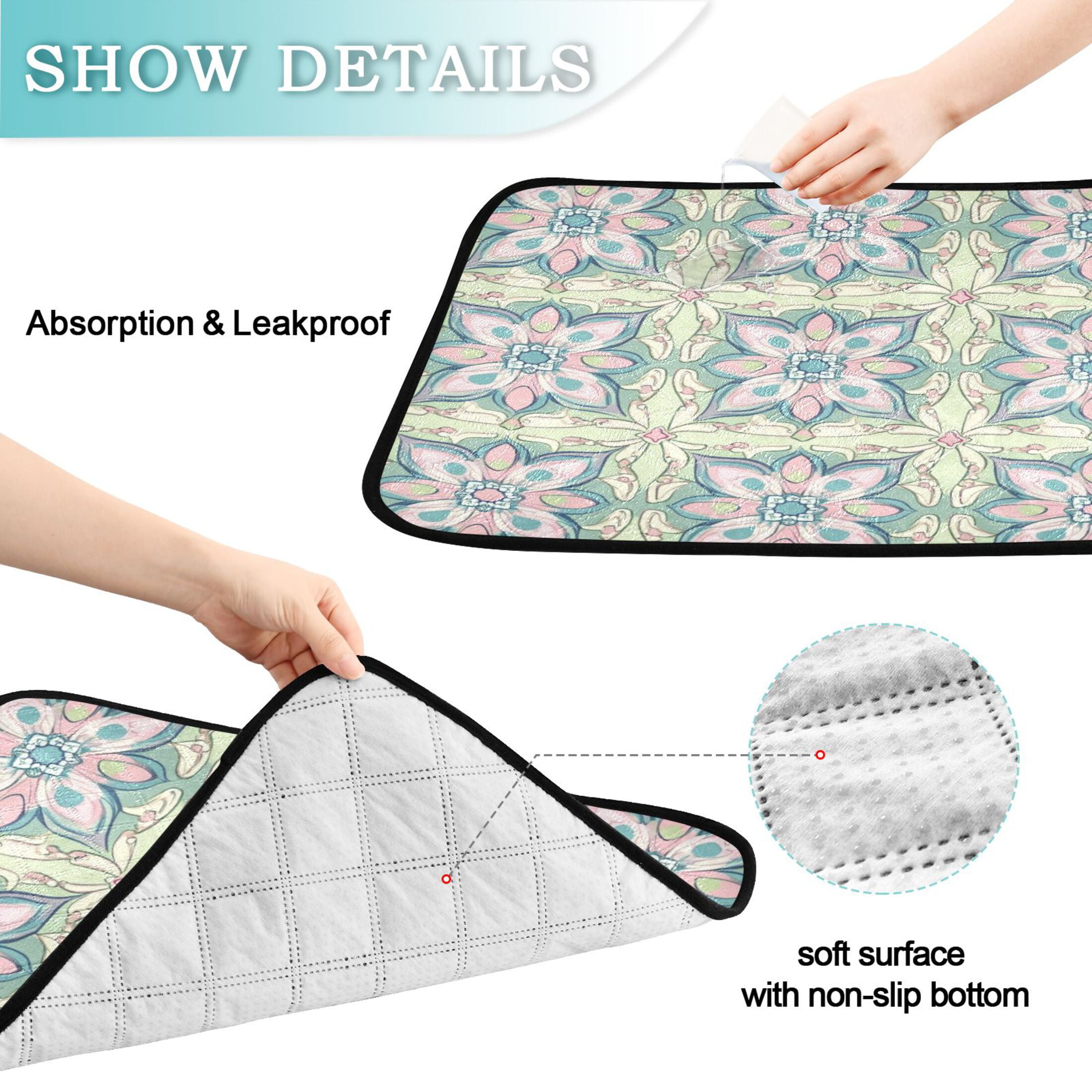 Qxltty Persian Style Motifs Cat litter Pads Pet Set of 2 Diaper Mats Center Anti-leakage Layer Absorbent Soft and Comfortable