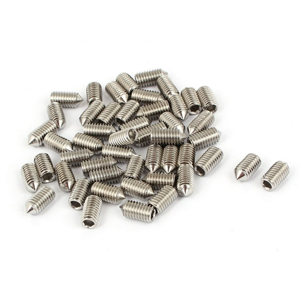 M5x10mm Stainless Steel Cone Point Grub Screws Hex Socket Set Screw 50pcs