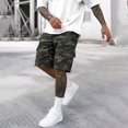 thumbnail image 2 of WTOBBY Men's Camouflage Cargo Bermuda Shorts with Elastic Drawstring Waist, Outdoor Trendy Loose Fit Pockets for Summer Adventures,Army Green L, 2 of 5