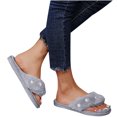 thumbnail image 4 of Pantuflas de algodón para damas Zapatos de felpa para exteriores de fondo plano con perla de felpa cálida para interiores Wmkox8yii hj789, 4 of 6
