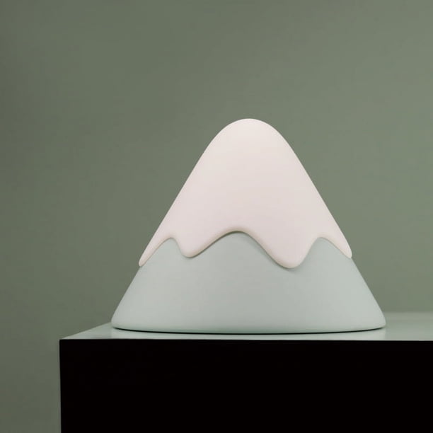 Luz nocturna LED de silicona con forma de montaña nevada y lámpara de noche, color verde menta