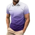 thumbnail image 2 of Homenesgenics Polo Shirts for Men Men's Shirt Summer Men Casual Printed Short Sleeve Turn Down Collar Buttons Side Split T-Shirt Blouse Purple M, 2 of 6