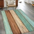 thumbnail image 3 of Farmhouse Teal Blue Brown Area Rug 3x5 Washable Rug Non Slip Vintage Wooden Striped Large Area Rug Indoor Floor Carpet for Entryway Bedroom Kitchen Living Room Home Office Dining Room Nursery, 3 of 8