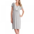 thumbnail image 2 of Womens Nursing Nightgowns Cotton Short Sleeve V Neck Nightshirt Lace Maternity Sleepwear Breastfeeding Nightdress,S-XXL, 2 of 7