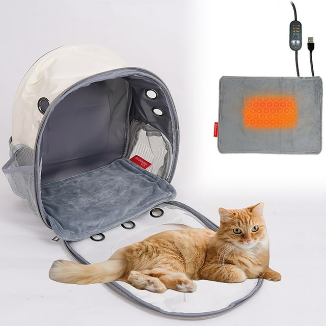 Tapis Chauffant Auto-Chauffant pour Animaux de Compagnie Contrôle de Température Réglable avec Minuterie pour Usage Intérieur 11x8 Pouces Lit Compact Design de Cordon à Mâcher Sûr