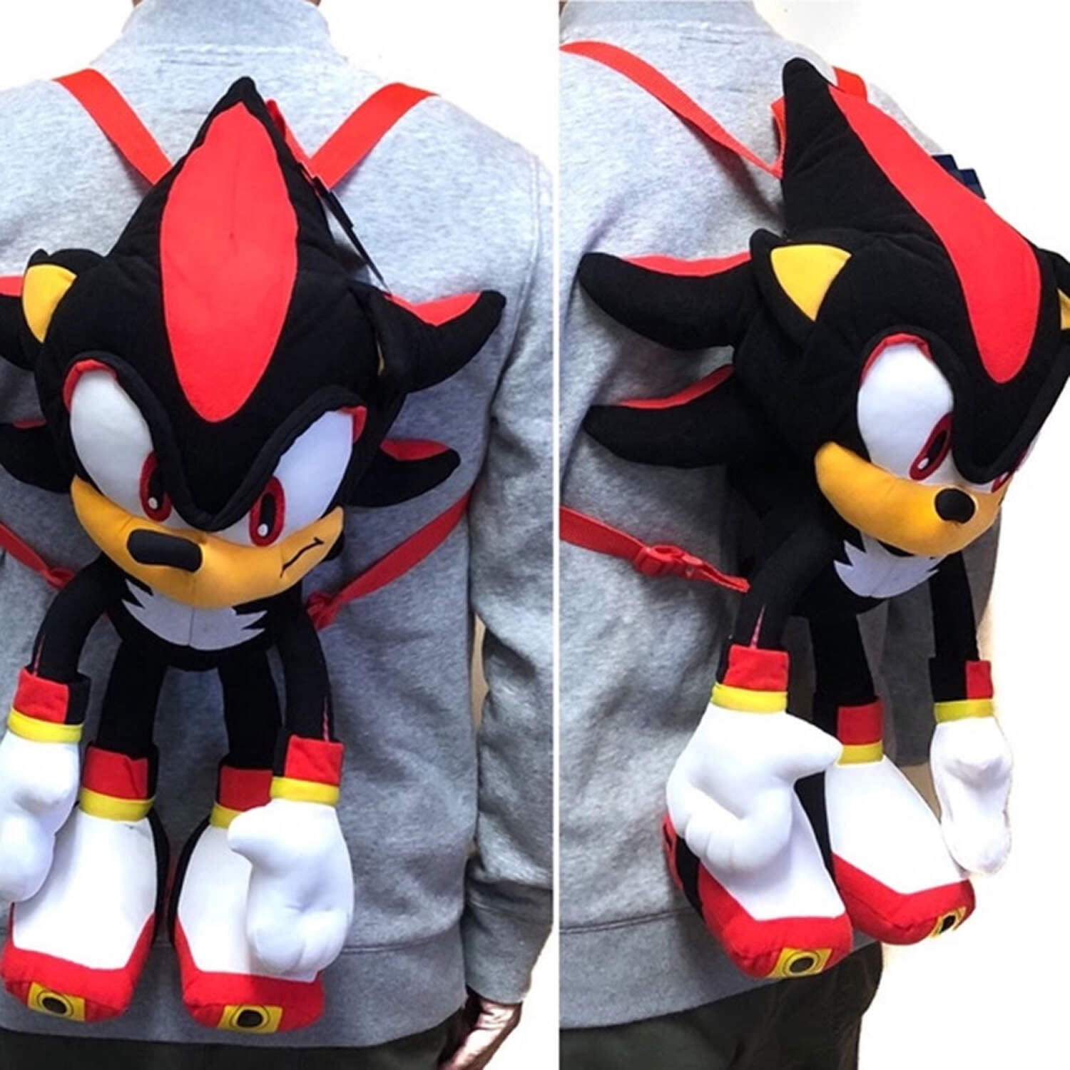 Sonic the Hedgehog, Shadow 17 Inch Plush Backpack with Zippered