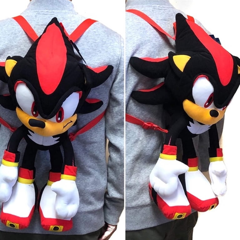 Sonic the Hedgehog, Shadow 17 Inch Plush Backpack with Zippered