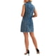 thumbnail image 3 of Vestido de mezclilla sin mangas para mujer Inspire Chic, con botones, corte A, mini vestido con bolsillos, gris azul, 2XL, 3 of 6