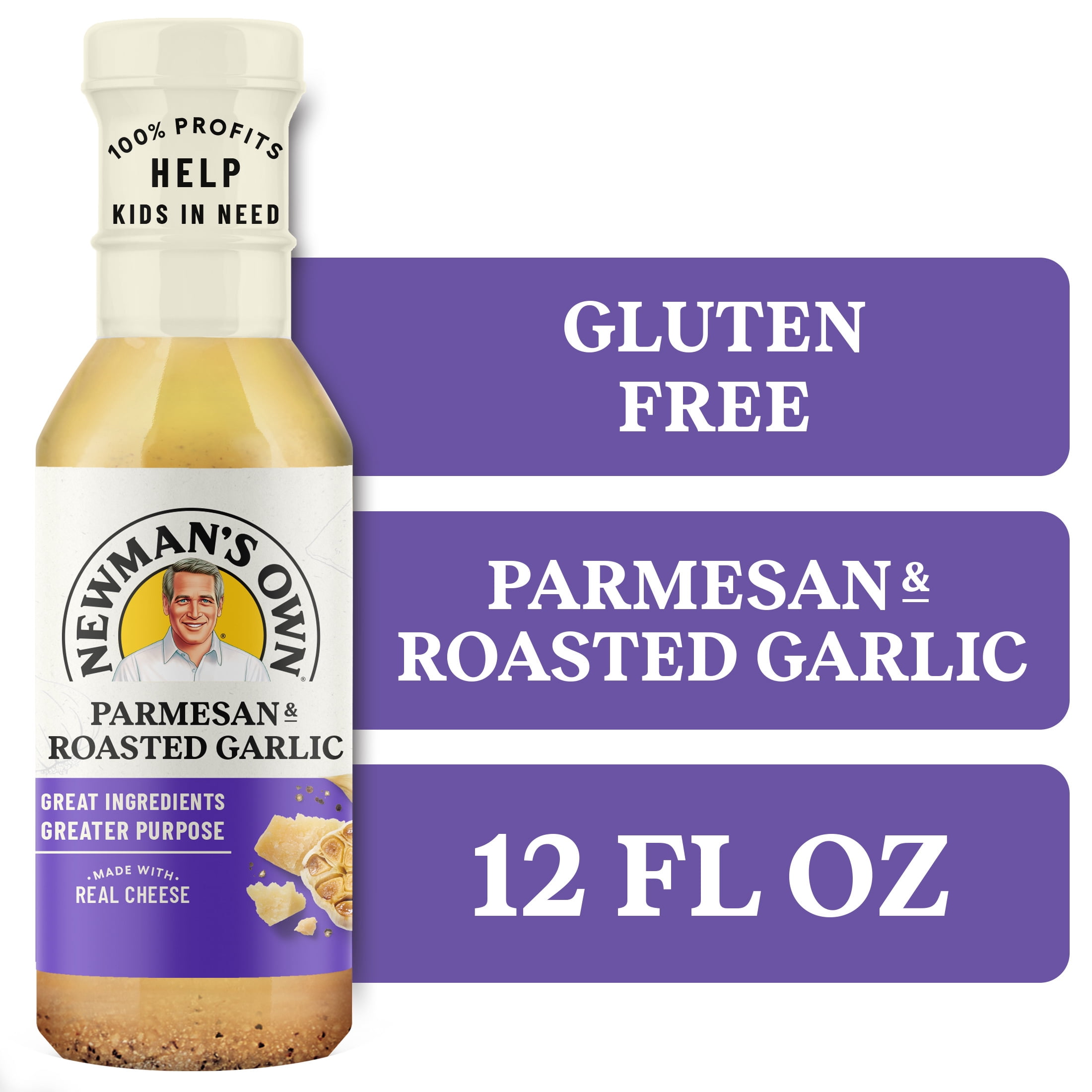 (2 pack) Newman's Own Parmesan & Roasted Garlic Salad Dressing and Marinade, 12 fl oz
