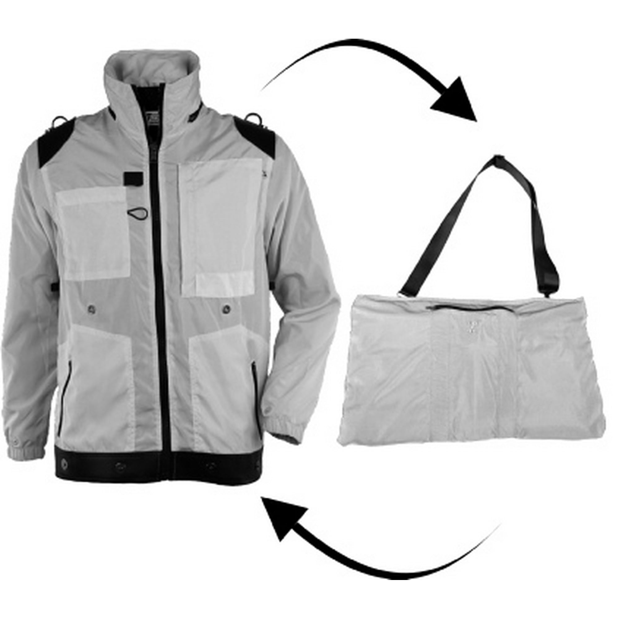 TS Impact Unisex White Travel Jacket Convertible to Travel Bag Lightweight with hidden Pockets Extra Small XS Walmart