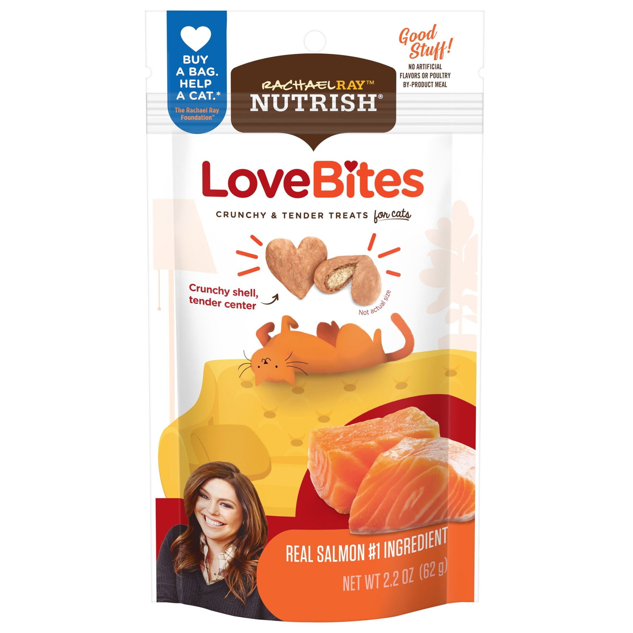 (3 pack) Rachael Ray Nutrish Love Bites Cat Treats, Salmon, 2.2 oz. Bag