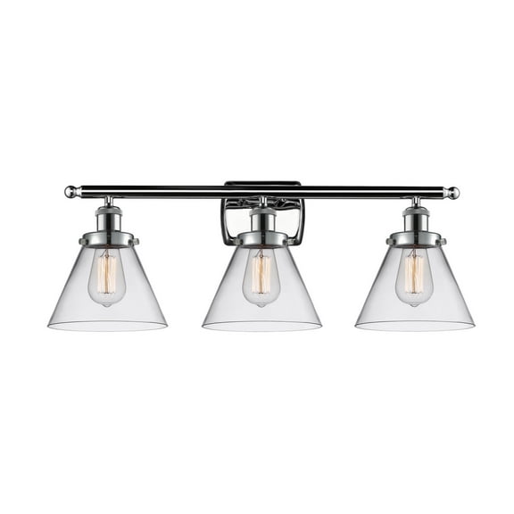 Innovations 916-3W-PC-G42-LED Large Cone 3 Light Bath Vanity Light part of the Ballston Collection, Polished Chrome