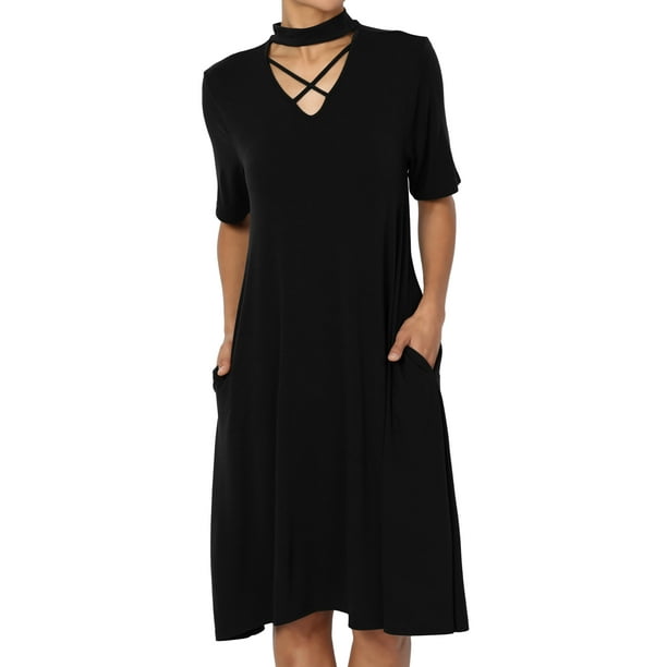 Download TheMogan - TheMogan Women's Cross Mock Neck Short Sleeve ...