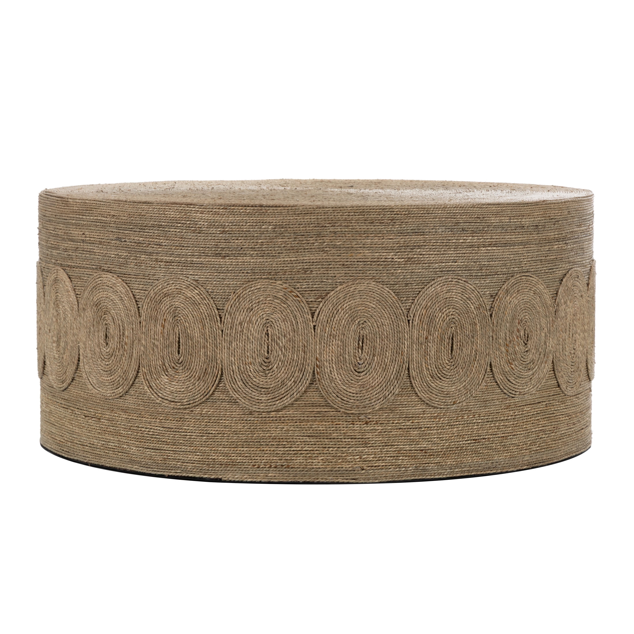 DecMode 36" x 17" Brown Seagrass Handmade Woven Coffee Table with Round Weave, 1-Piece