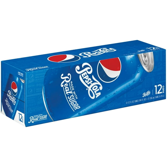 Pepsi Real Sugar Soda, Mini Cans, 12oz Mini Cans, (12 Pack), Cola, Soda Pop, (Packaging May Vary) 