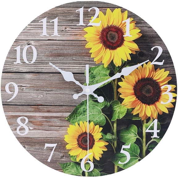 Round Sunflower Wall Clock, Silent, Battery Operated