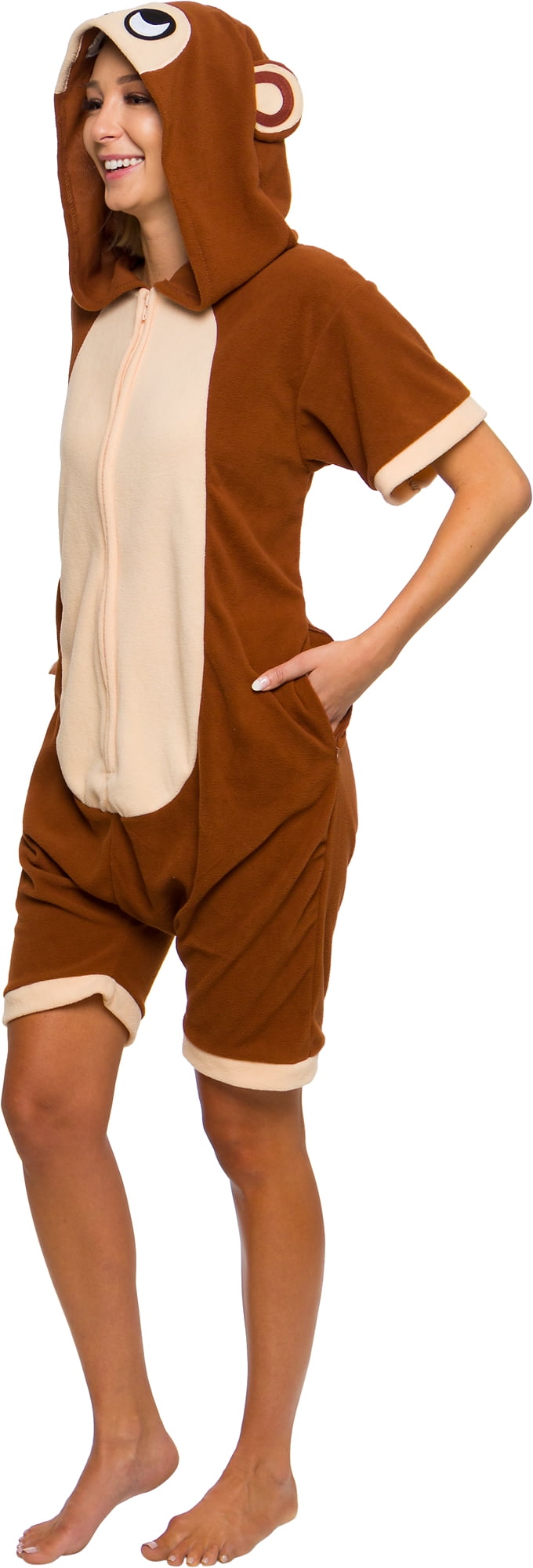 Adult One Piece Summer Costume Romper Monkey Short Sleeve Animal Pajamas