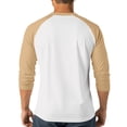 thumbnail image 4 of Hearthz Mens 3/4 Raglan Sleeve Tshirts Henley Neck Baseball Shirt Colorblock Plus Size Tops for Men Fall T Shirts for Man, 4 of 9