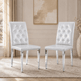 thumbnail image 3 of StnTalk Light Gray Dining Chairs Set of 2, Tufted Faux Leather Kitchen Chairs with Silver Metal Legs, Upholstered Parsons Accent Chairs for Small Space, Apartment, Easy Assembly, 3 of 7