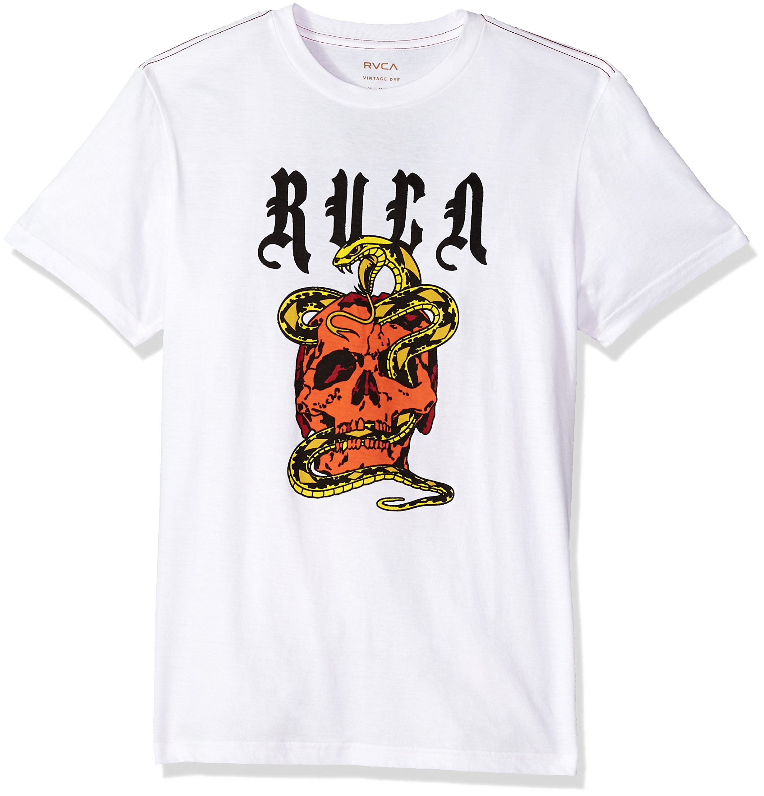 Rvca - RVCA NEW White Orange Mens Size Large L Crewneck Graphic Tee T 