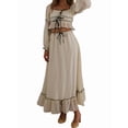 thumbnail image 4 of Women'S Skirt Sets 2 Piece Outfits Contrast Trim Ruffle Hem Tops and Maxi Skirt Set XL, 4 of 9