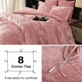 thumbnail image 5 of Truly Velvet Duvet Cover Set King Size, 3pcs Ultra Soft Breathable Comforter Cover Set, Luxury Cozy Flannel Duvet Cover with Pillow Shams Bedding Collection, 104" X 90", Petal Pink, 5 of 6