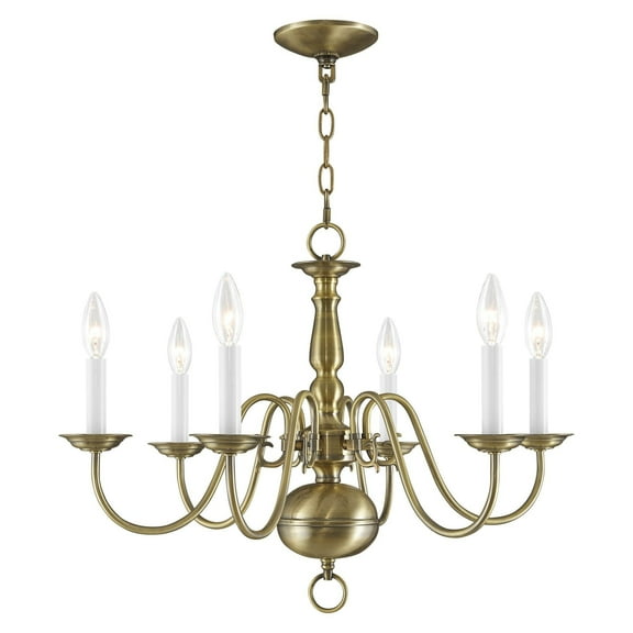 Livex Lighting Williamsburgh Chandelier in Antique Brass
