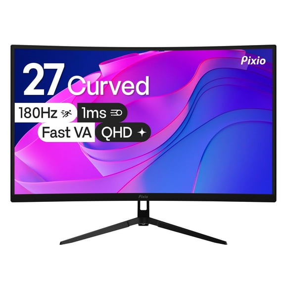 Pixio PXC278 Wave 27 inch 180Hz Refresh Rate QHD 1440p Resolution 1650R Curved Fast VA Panel 1ms GTG Response Time Adaptive Sync HDR Curved Gaming Monitor