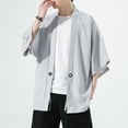 thumbnail image 2 of SHIXIAOO Men's Solid Drop Shoulder Kimono Jacket Open Front Cardigan Cloak Heavy Cardigan for Men Mens Fashion Trench Coat, 2 of 8