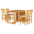 thumbnail image 6 of EUROCO 5 Piece Counter Height Dining Table Set for 4, 60" Bar Height Dining Set with 3-Tier Storage Shelves and 4 Upholstered Dining Chairs,Dining Room Table Set for Small Place Apartment Kitchen, 6 of 10