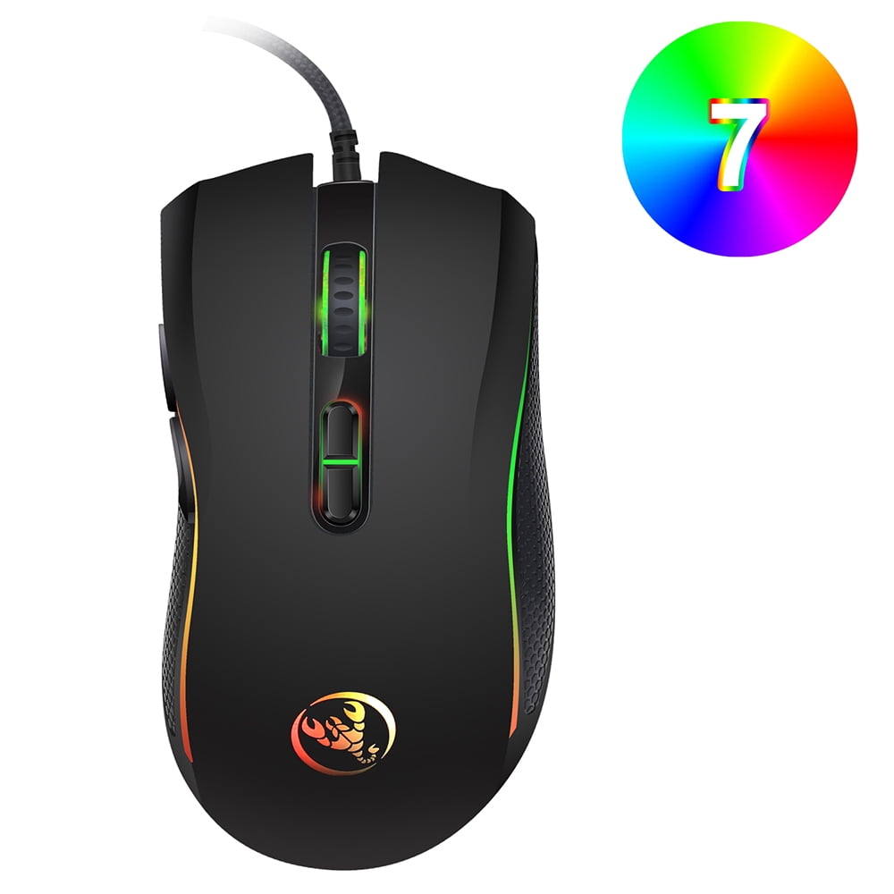 HXSJ A869 Wired Gaming Mouse 3200DPI 7 Buttons 7 Color LED Optical Computer  Mouse Player Mice Gaming Mouse for Pro Gamer
