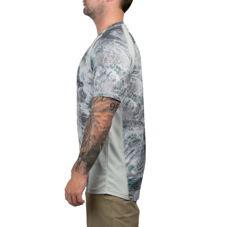 Realtree Mens Short Sleeve Jersey Recycled Polyester UPF Scent Control Gray Performance Tee- S, Men's, Size: Small