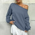 thumbnail image 3 of successthop Off the Shoulder Sweatshirt for Women Fleece Lined Long Sleeve Streetwear Oversized Tops Solid Sweaters M, 3 of 8