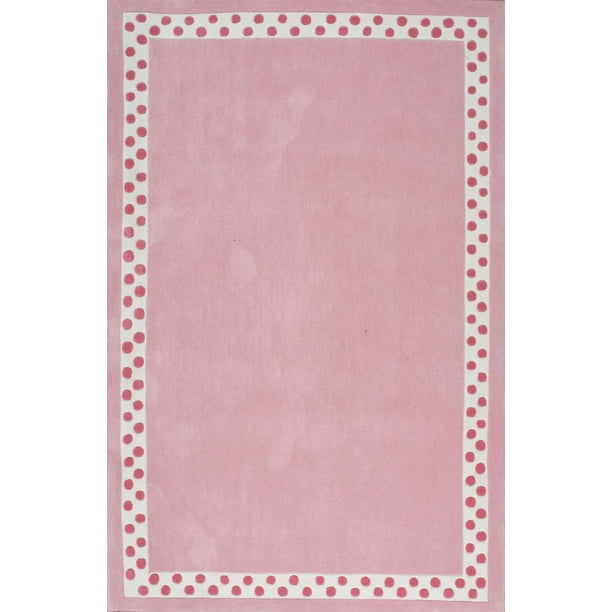 nuloom contemporary nursery solid polka dot border kids area rugs, 3' 6