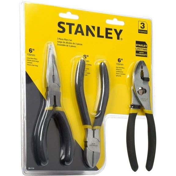 3 Piece Basic Plier Set (Long Nose, Slip Joint, Diagonal)