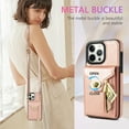 thumbnail image 6 of Crossbody Strap for  iPhone 13 Pro Wallet Case with Card Holder, Flip PU Leather for iPhone 13 Pro Case Stand Zipper Pocket Protective Phone Case for Women Girls - Rosegold, 6 of 8