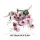 thumbnail image 3 of Arreglo floral de orquídea artificial con 5 mariposas | Flores artificiales realistas para decoración del hogar | Centro de mesa para bodas | Rayas blancas, amarillas y rojas con rosa oscuro, 3 of 6